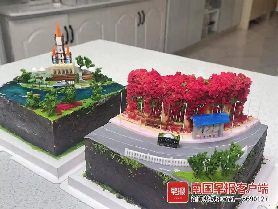 眼睛会了手没会！90后的她把广西风景做进蛋糕里