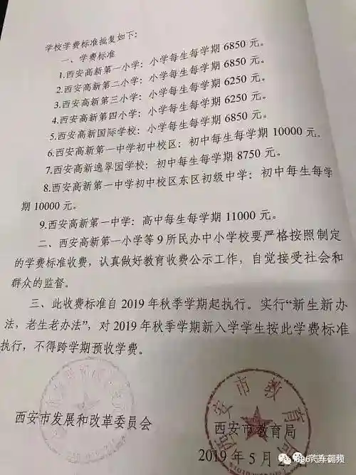 最新！西安29所民办学校收费信息公布！最高增幅3000元
